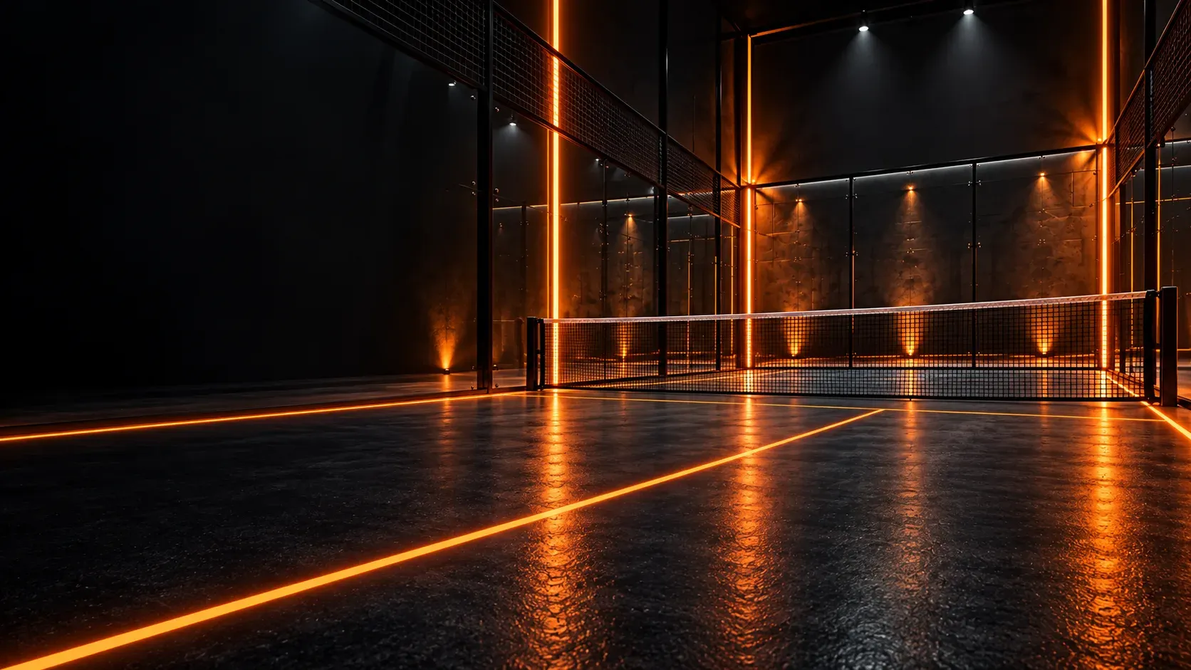 Un campo da padel di IQONIC Sport Club illuminato